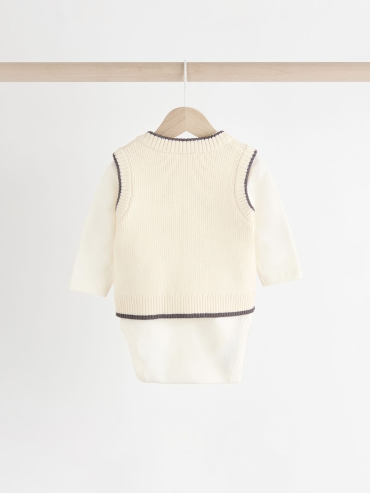 Neutral/Mono - Zestaw 3 częściowy z dzianinową kamizelką i legginsami (0 mies. – 2 lata) - Image 7 of 14