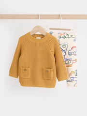 Ochre Yellow Transport Baby Knitted Top and Leggings Set (0mths-2yrs) - Image 5 of 15