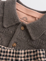 Brown Check Baby 100% Cotton Knitted Jumper and Trousers 3 Piece Set (0mths-2yrs) - Image 13 of 18