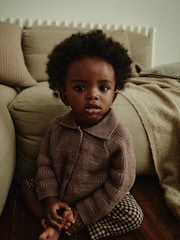 Brown Check Baby 100% Cotton Knitted Jumper and Trousers 3 Piece Set (0mths-2yrs) - Image 4 of 18