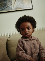Brown Check Baby 100% Cotton Knitted Jumper and Trousers 3 Piece Set (0mths-2yrs) - Image 5 of 18