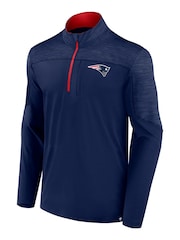 Fanatics Blue NFL New England Patriots Defender Streaky Poly Quarter Zip Sweatshirt - Image 2 of 3