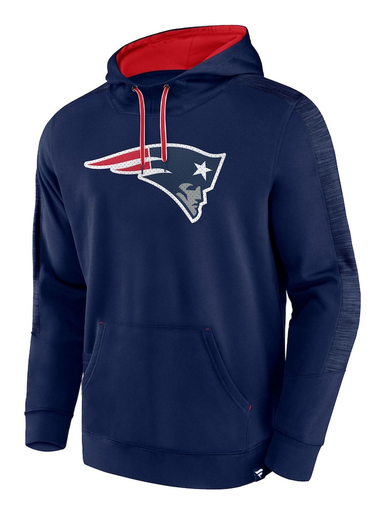 Fanatics Blue NFL New England Patriots Defender Streaky Poly Fleece Pullover Hoodie - Image 3 of 3