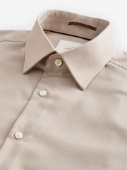 Neutral Brown Regular Fit Signature Royal Oxford Long Sleeve Single Cuff 100% Cotton Shirt - Image 6 of 7