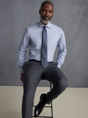 Blue Signature Textured 100% Cotton Slim Fit Single Cuff Shirt - Image 2 of 7