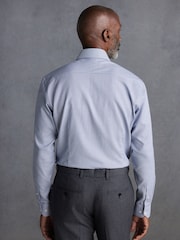 Blue Signature Textured 100% Cotton Slim Fit Single Cuff Shirt - Image 3 of 7