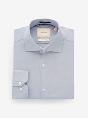 Blue Signature Textured 100% Cotton Slim Fit Single Cuff Shirt - Image 5 of 7
