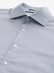 Blue Signature Textured 100% Cotton Slim Fit Single Cuff Shirt - Image 6 of 7