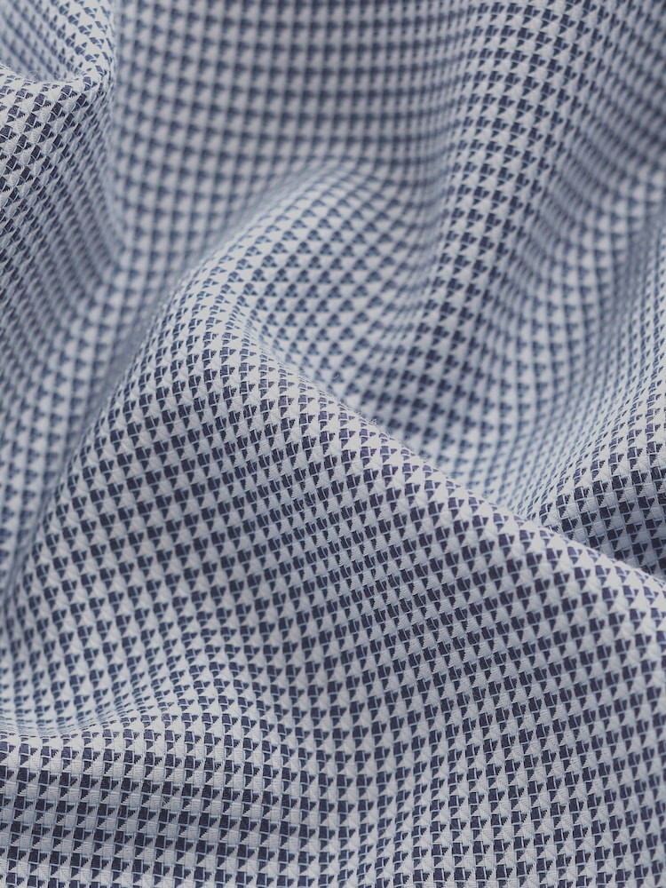 Blue Signature Textured 100% Cotton Slim Fit Single Cuff Shirt - Image 7 of 7