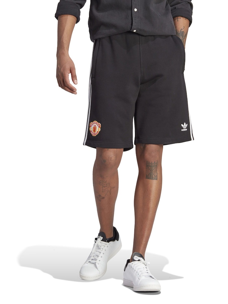 adidas Black 100% Cotton Manchester United x Originals Shorts - Image 1 of 5