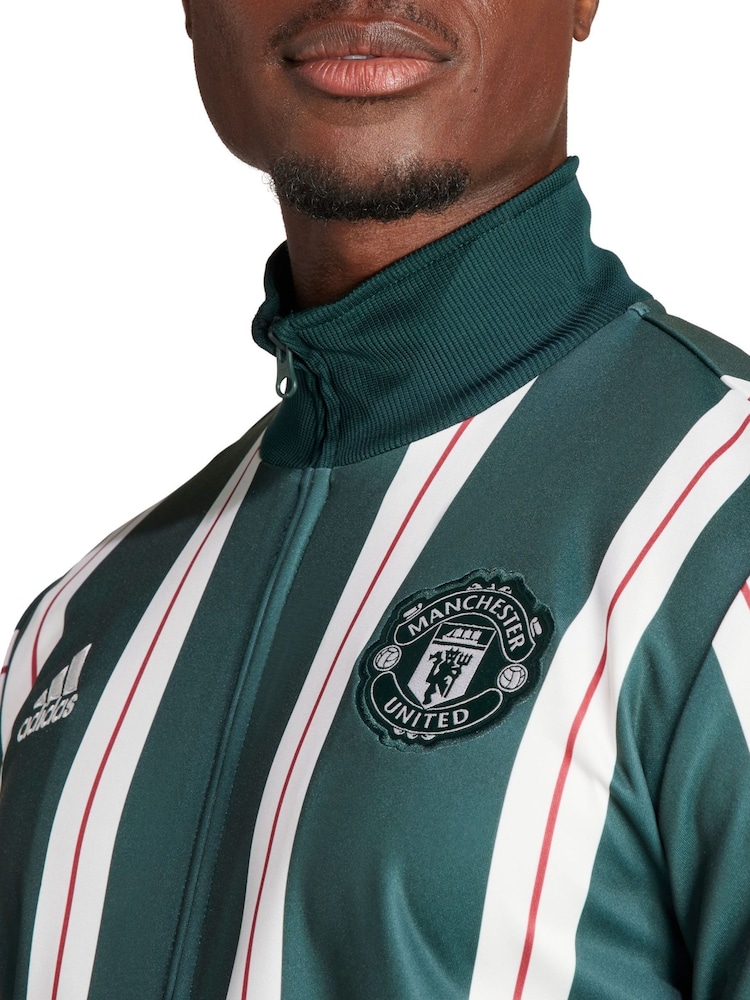 adidas Green Manchester United Lifestyler Track Top Coat Jacket - Image 3 of 5