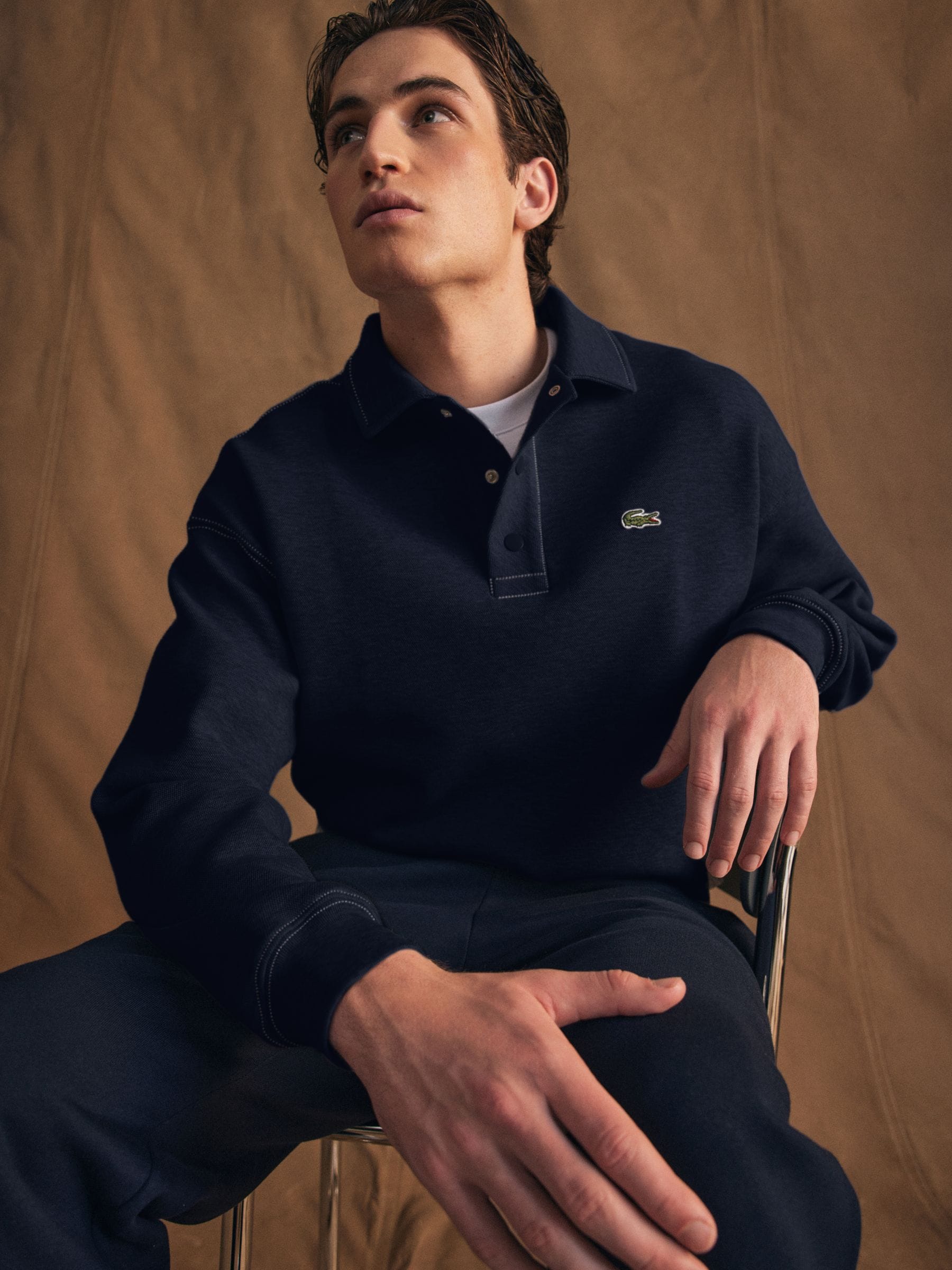 Buy Lacoste Blue Double Faced Pique Sweatshirt from Next Oman