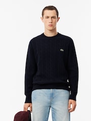 Lacoste Blue Textured Crew Neck Jumper - Image 1 of 6