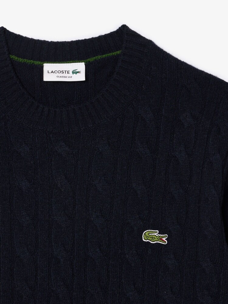 Lacoste Blue Textured Crew Neck Jumper - Image 6 of 6