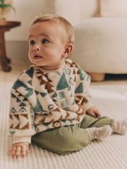 Green Aztec Fleece Top and Joggers Set - Image 1 of 14