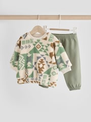 Green Aztec Fleece Top and Joggers Set - Image 4 of 14