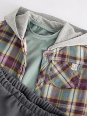 Red/Blue Check Shirt and Joggers 3 Piece Baby Set - Image 12 of 14