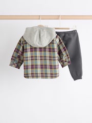 Red/Blue Check Shirt and Joggers 3 Piece Baby Set - Image 4 of 14