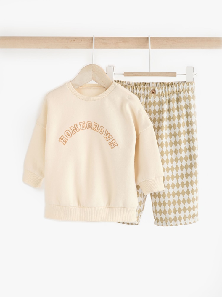 Neutral Slogan Baby Sweatshirt and Joggers Set - Image 1 of 16