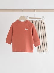 Rust Brown Stripe Baby Top And Leggings Set - Image 1 of 13