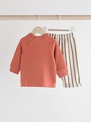 Rust Brown Stripe Baby Top And Leggings Set - Image 2 of 13