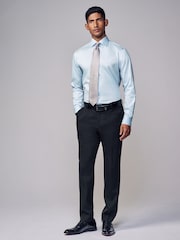 Light Blue Slim Fit Signature Long Sleeve 100% Cotton Shirt With Cutaway Collar - Image 2 of 9