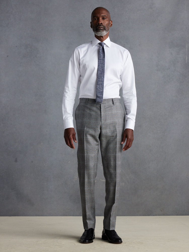 White Slim Fit Signature Long Sleeve 100% Cotton Shirt With Cutaway Collar - Image 2 of 8