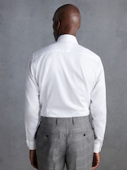 White Slim Fit Signature Long Sleeve 100% Cotton Shirt With Cutaway Collar - Image 4 of 8