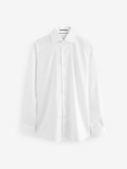 White Slim Fit Signature Long Sleeve 100% Cotton Shirt With Cutaway Collar - Image 5 of 8