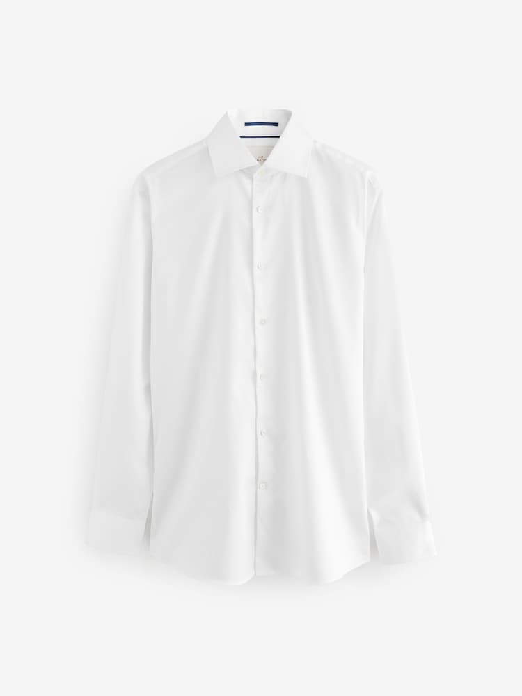 White Slim Fit Signature Long Sleeve 100% Cotton Shirt With Cutaway Collar - Image 5 of 8