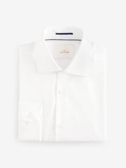 White Slim Fit Signature Long Sleeve 100% Cotton Shirt With Cutaway Collar - Image 6 of 8