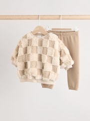 Neutral Check Baby Fleece Top and Joggers Set - Image 1 of 11