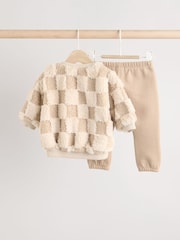 Neutral Check Baby Fleece Top and Joggers Set - Image 2 of 11