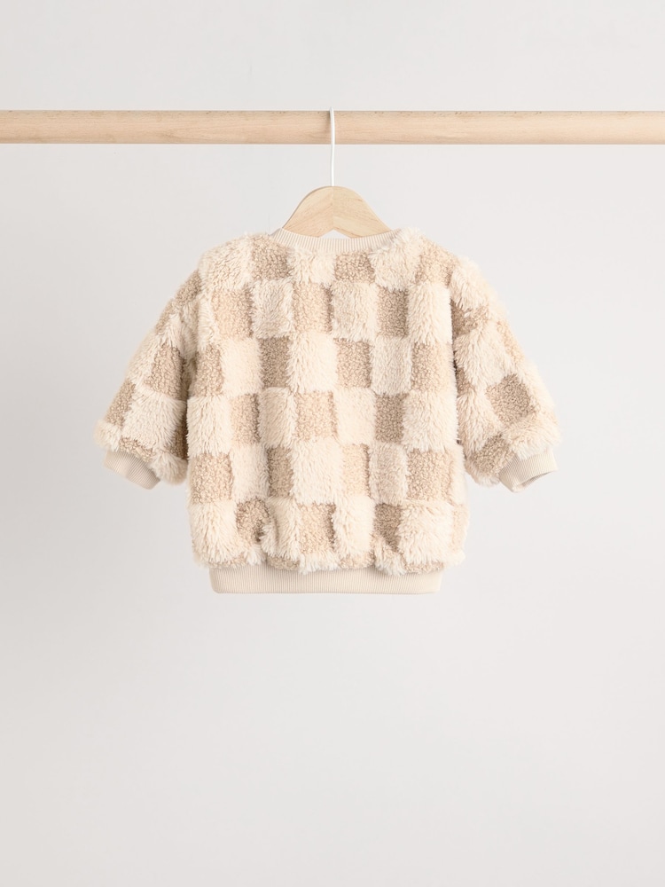 Neutral Check Baby Fleece Top and Joggers Set - Image 4 of 11