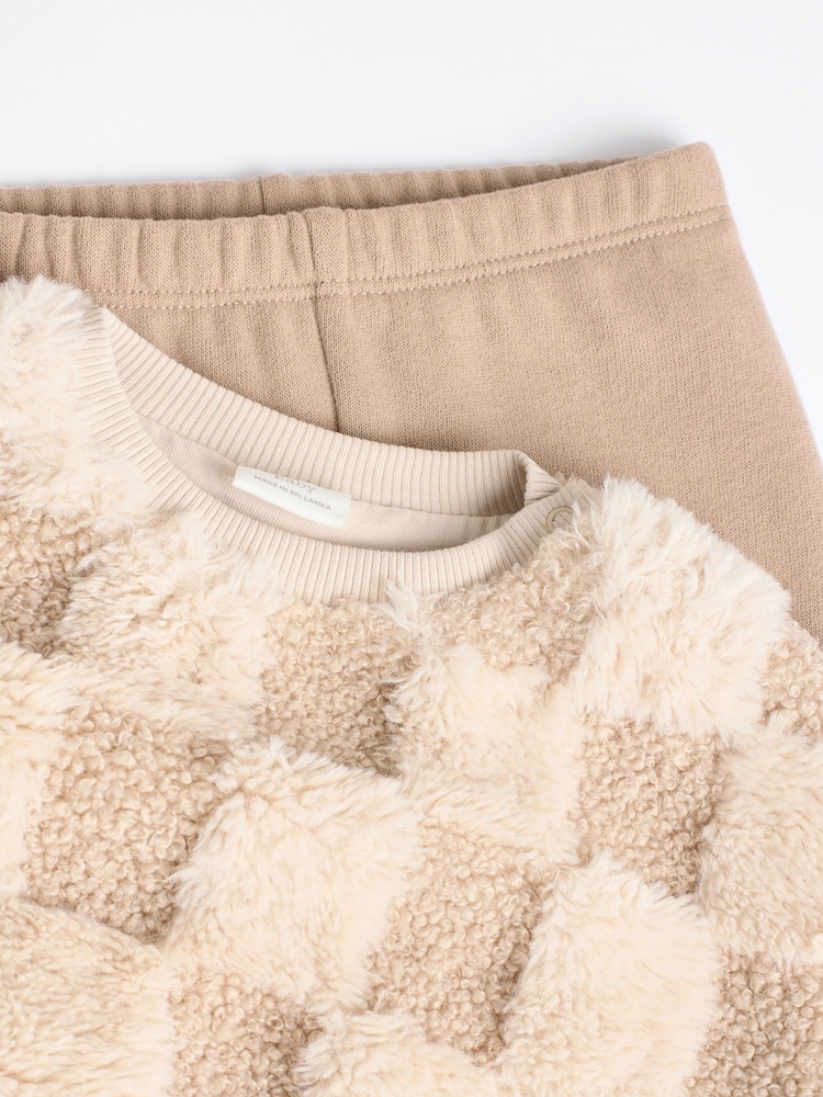 Neutral Check Baby Fleece Top and Joggers Set - Image 8 of 11