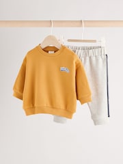 Amarillo ocre - Conjunto de sudadera y pantalones de chándal para bebé - Imagen 1 de 11