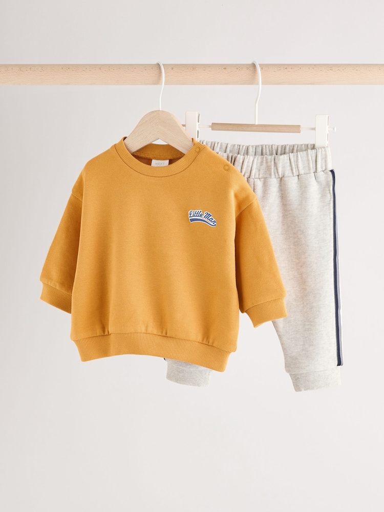 Amarillo ocre - Conjunto de sudadera y pantalones de chándal para bebé - Imagen 1 de 11
