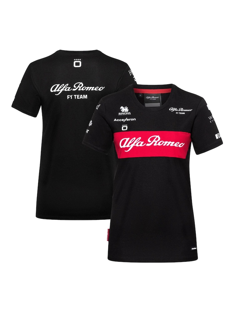Fanatics Alfa Romeo F1 Racing 2023 Team Black T-Shirt Womens - Image 1 of 3