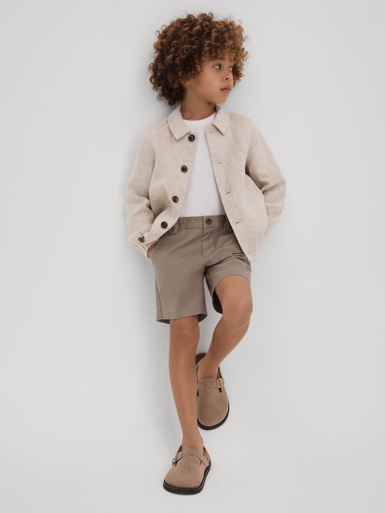 Reiss Mushroom Brown Wicket 9-13 yrs Casual Chino Shorts - Image 1 of 4 Reiss Mushroom Brown Wicket 9-13 yrs Casual Chino Shorts - Image 1 of 4