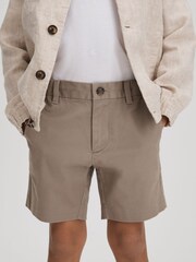 Reiss Mushroom Brown Wicket 9-13 yrs Casual Chino Shorts - Image 3 of 4