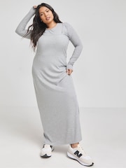 Simply Be Grey 2-In-1 Rib Maxi Dress - Image 1 of 4