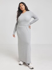 Simply Be Grey 2-In-1 Rib Maxi Dress - Image 2 of 4