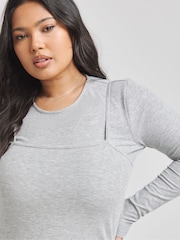 Simply Be Grey 2-In-1 Rib Maxi Dress - Image 4 of 4