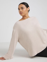 Simply Be Beige Goddess Ribbed Top With Flute Sleeve - Image 3 of 4