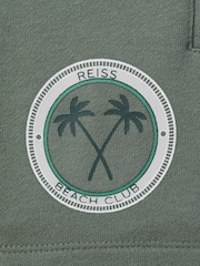 Reiss Dark Sage Ridley 9-13 yrs Cotton Motif Sweat Shorts - Image 3 of 3