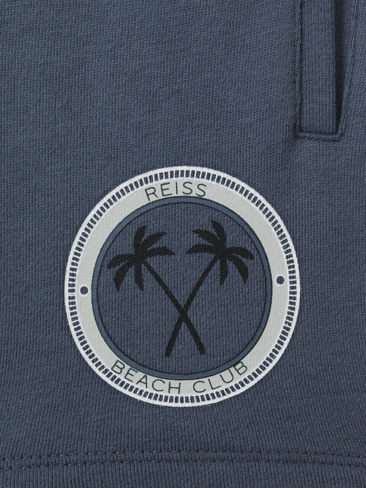 Reiss Airforce Blue Ridley Junior Cotton Motif Sweat Shorts - Image 4 of 4