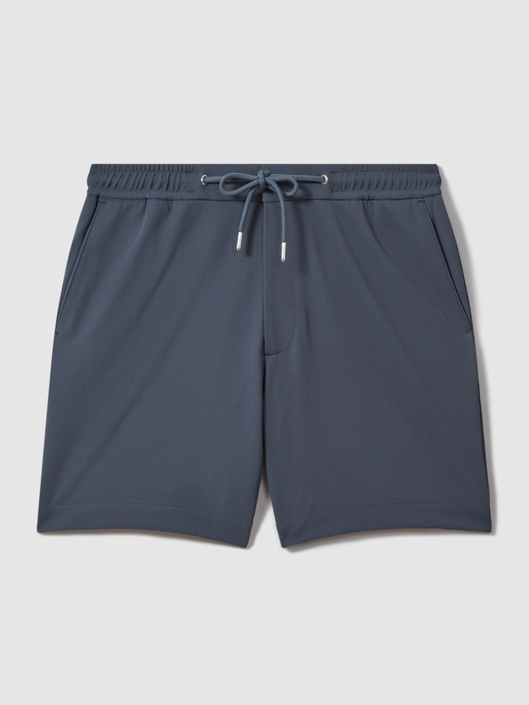 Reiss Airforce Blue Newmark Textured Drawstring Shorts - Image 2 of 6