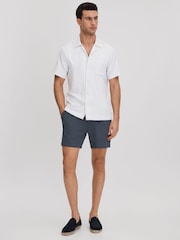 Reiss Airforce Blue Newmark Textured Drawstring Shorts - Image 3 of 6