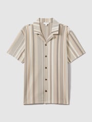 Reiss Ecru Multi Archer Jacquard Aztec Cuban Collar Shirt - Image 2 of 6
