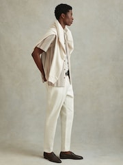 Reiss Ecru Multi Archer Jacquard Aztec Cuban Collar Shirt - Image 3 of 6